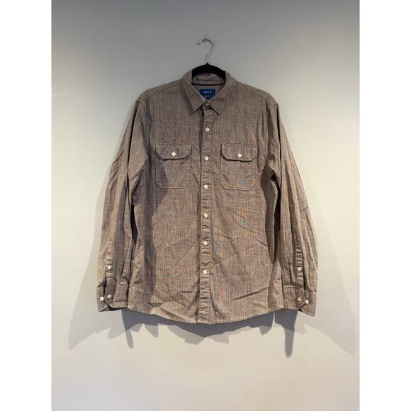 APT.9 Premier Flex Slim Fit Button-Down Shirt Gray Size M - Picture 1 of 5